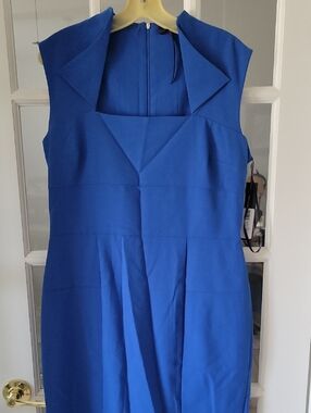 Andrew Marc Cobalt Blue Structured Sheath Dress